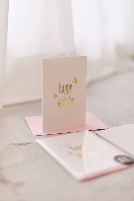 Gold Happy Birthday Card